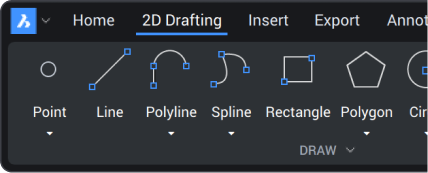 Ribbon with drawing commands